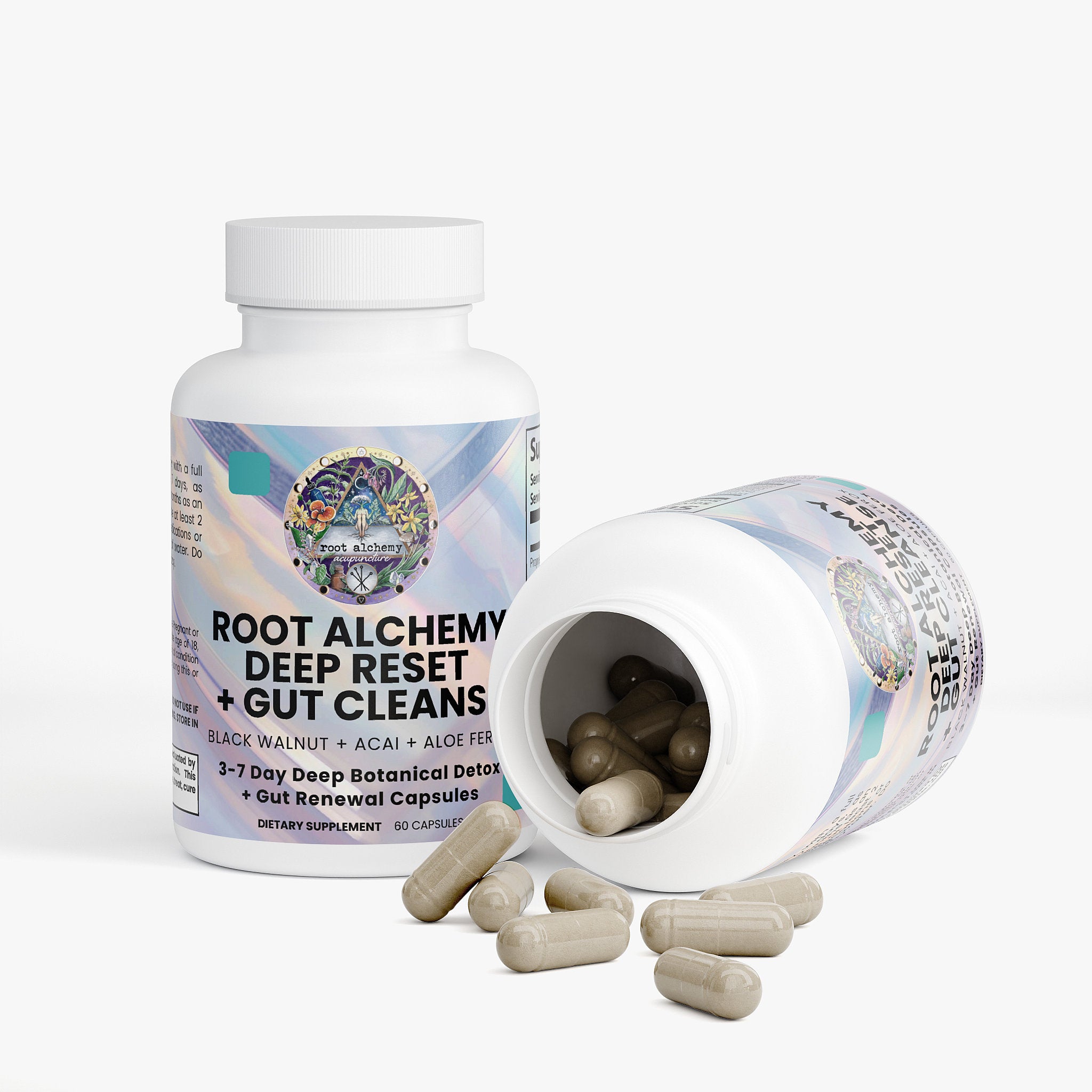 Root Alchemy Deep Reset + Gut Cleanse: 3-7 Day Deep Botanical Detox & Gut Renewal Capsules