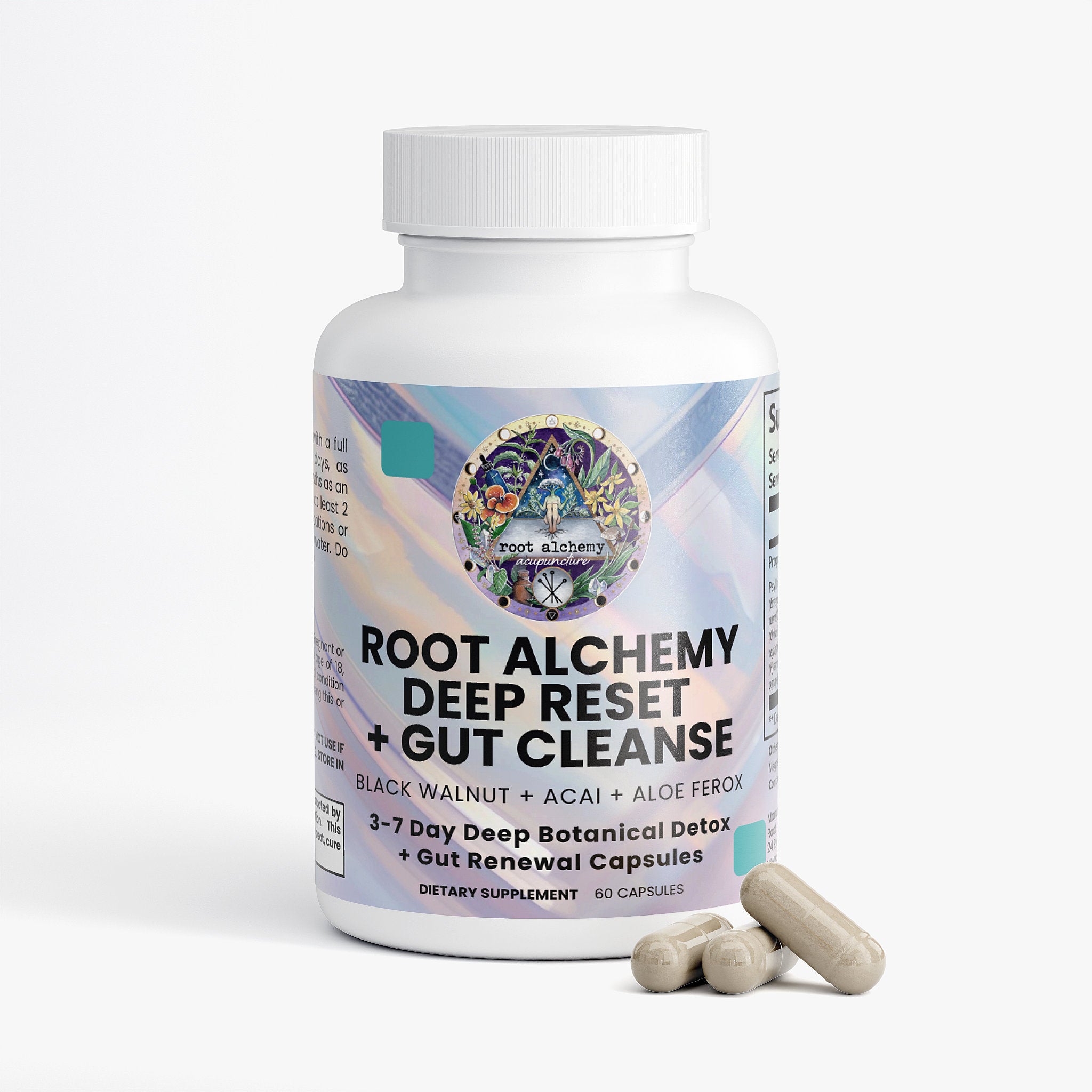 Root Alchemy Deep Reset + Gut Cleanse: 3-7 Day Deep Botanical Detox & Gut Renewal Capsules
