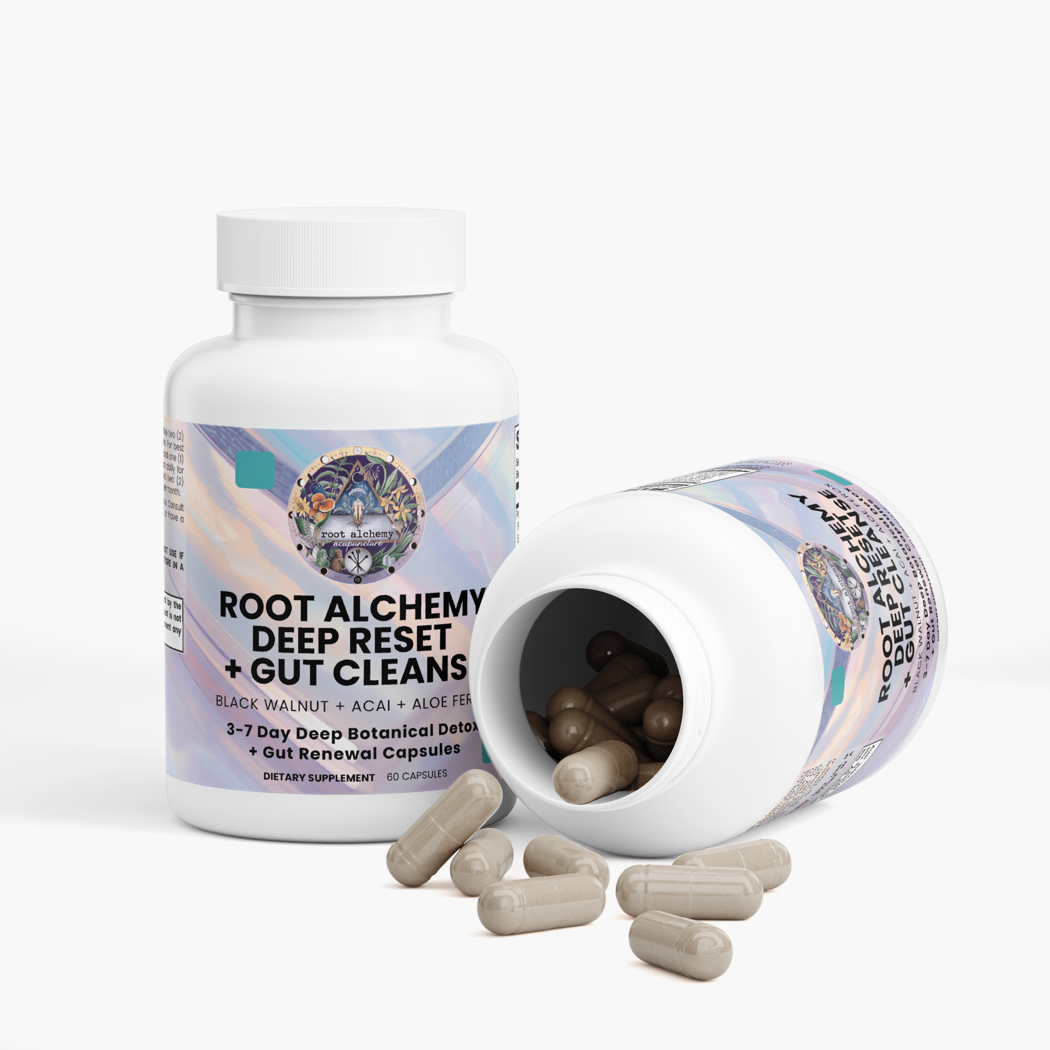 Root Alchemy Deep Reset + Gut Cleanse: 3-7 Day Deep Botanical Detox & Gut Renewal Capsules